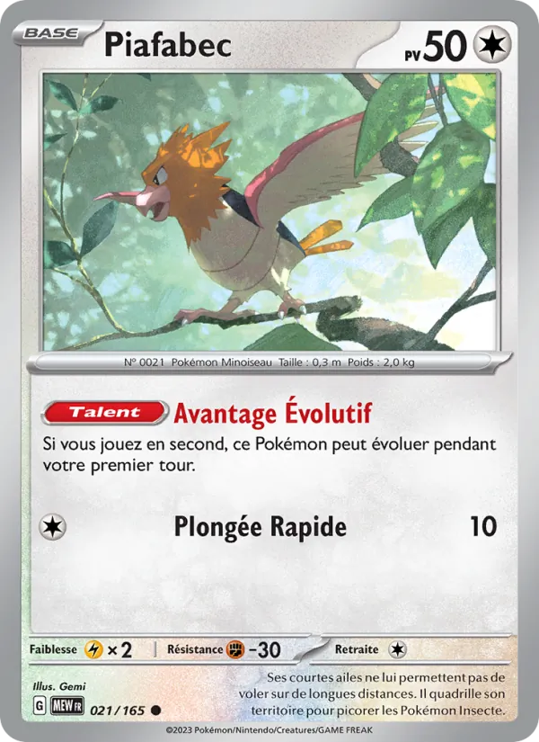 Carte Pokémon Piafabec de l'extension 151