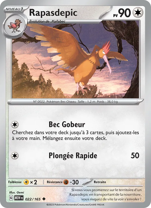 Carte Pokémon Rapasdepic de l'extension 151