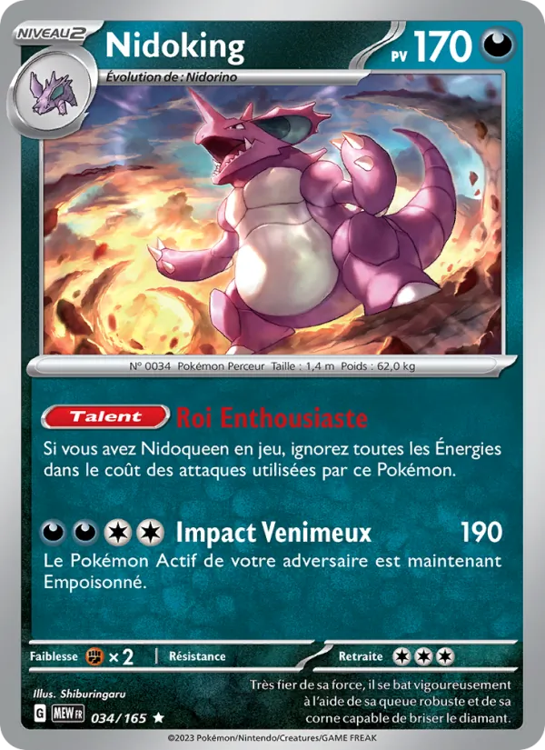 Carte Pokémon Nidoking de l'extension 151