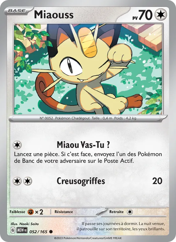 Carte Pokémon Miaouss de l'extension 151