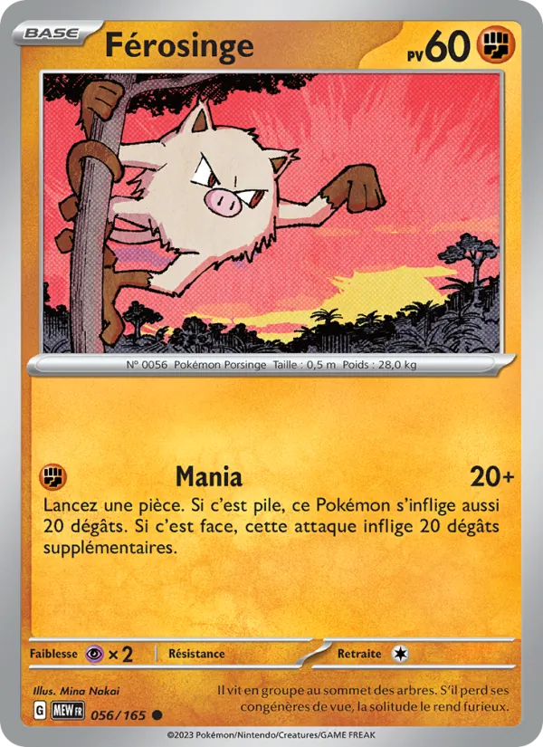 Carte Pokémon Férosinge de l'extension 151
