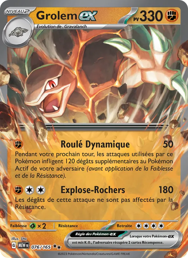 Carte Pokémon Grolem-ex de l'extension 151
