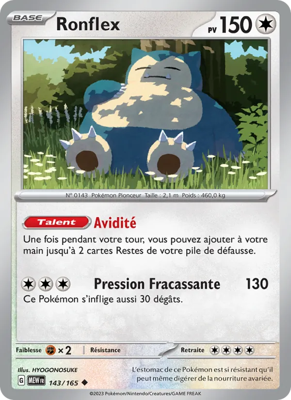Carte Pokémon Ronflex de l'extension 151