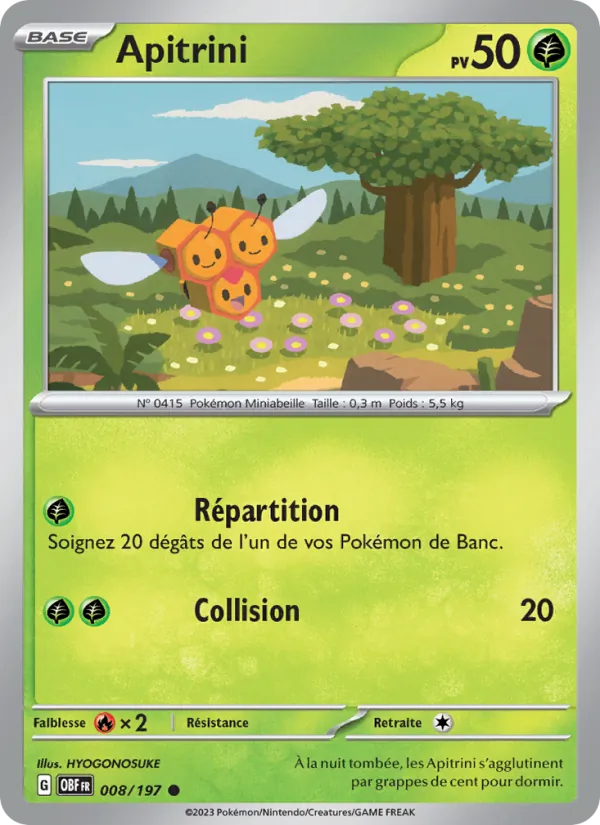Carte Pokémon Apitrini de l'extension Flammes Obsidiennes