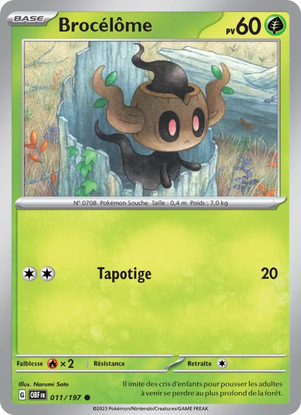 Carte Pokémon Brocélôme de l'extension Flammes Obsidiennes