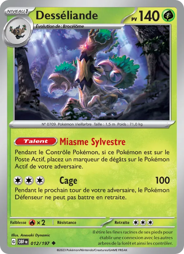 Carte Pokémon Desséliande de l'extension Flammes Obsidiennes