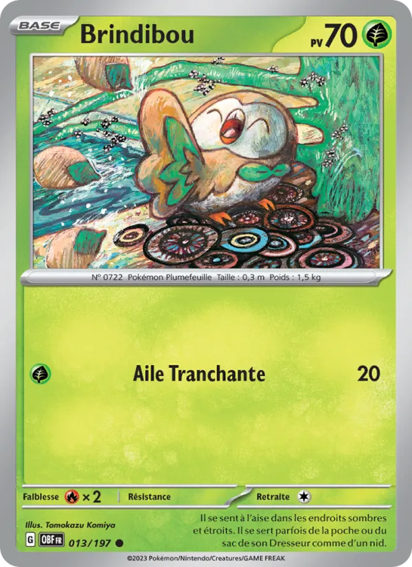 Carte Pokémon Brindibou de l'extension Flammes Obsidiennes