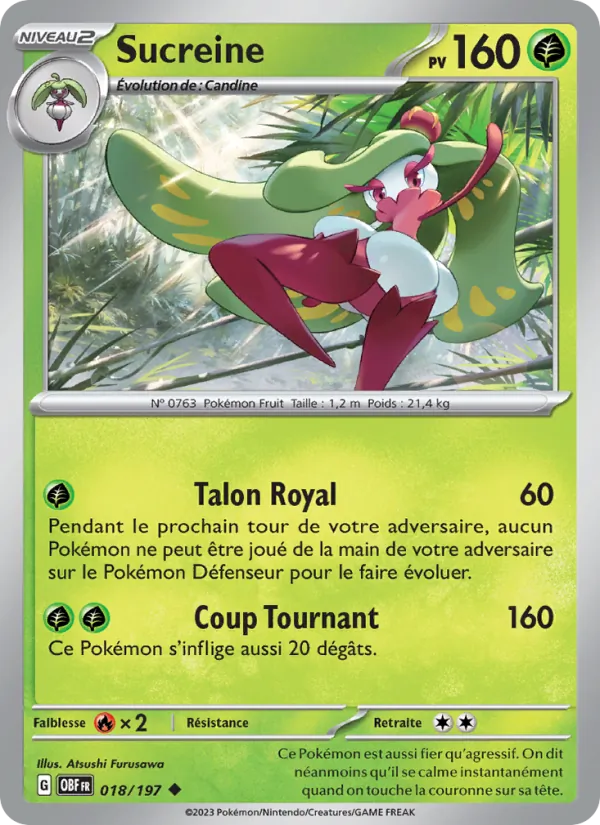 Carte Pokémon Sucreine de l'extension Flammes Obsidiennes