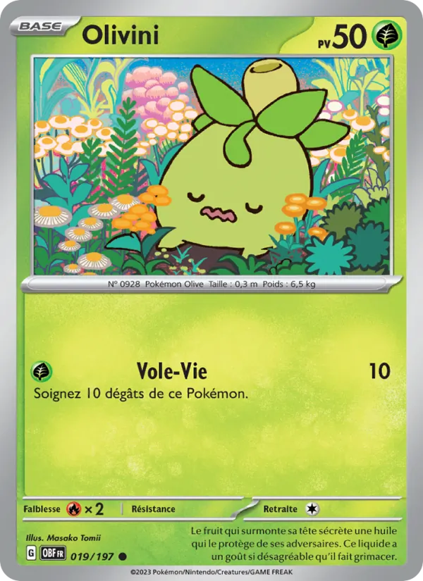 Carte Pokémon Olivini de l'extension Flammes Obsidiennes