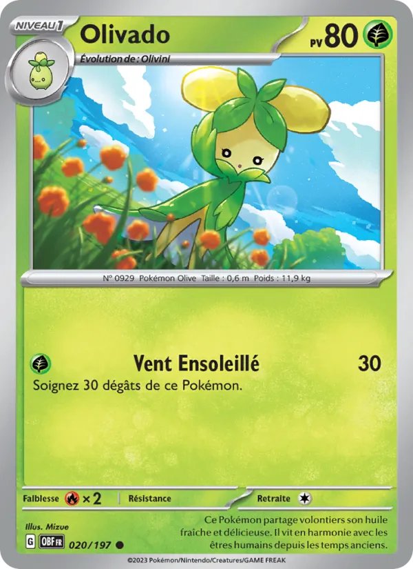 Carte Pokémon Olivado de l'extension Flammes Obsidiennes