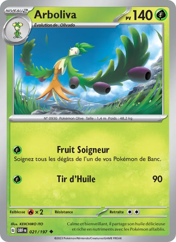 Carte Pokémon Arboliva de l'extension Flammes Obsidiennes