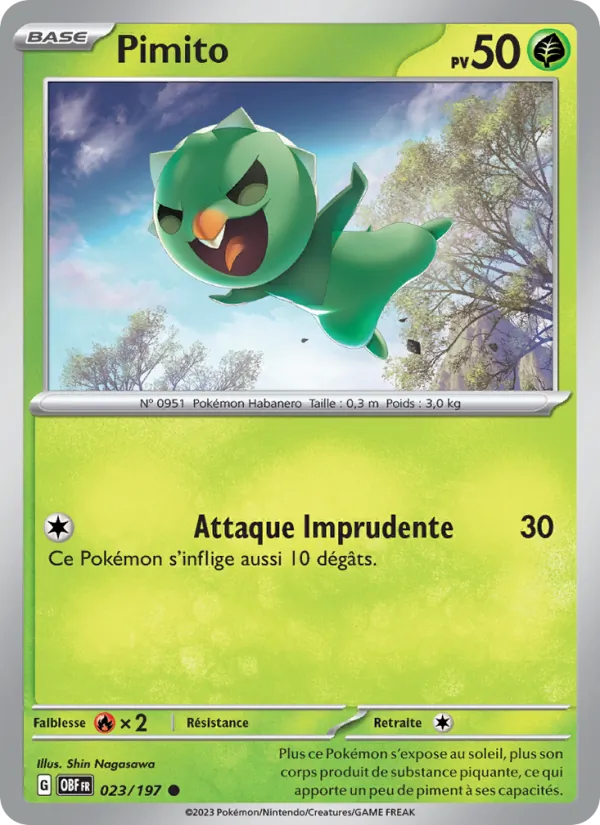 Carte Pokémon Pimito de l'extension Flammes Obsidiennes