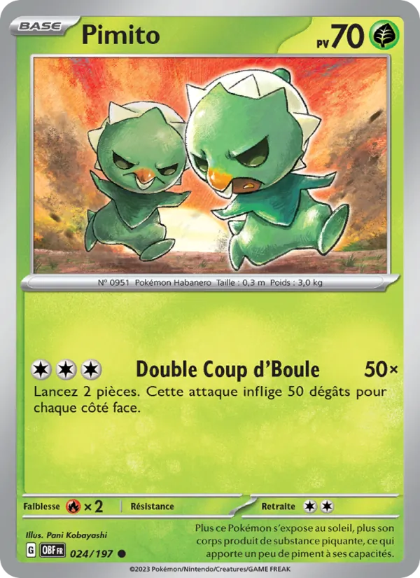 Carte Pokémon Pimito de l'extension Flammes Obsidiennes