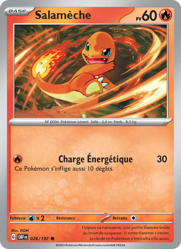 Carte Pokémon Salamèche de l'extension Flammes Obsidiennes
