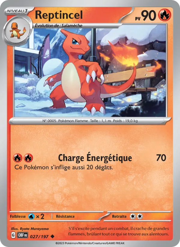 Carte Pokémon Reptincel de l'extension Flammes Obsidiennes