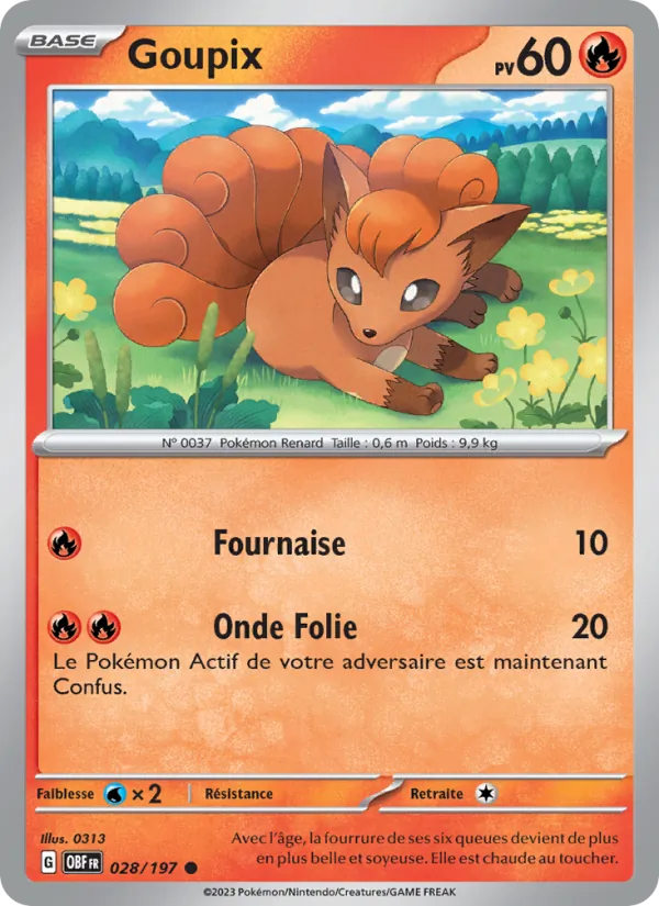 Carte Pokémon Goupix de l'extension Flammes Obsidiennes