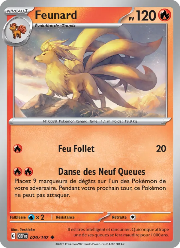 Carte Pokémon Feunard de l'extension Flammes Obsidiennes
