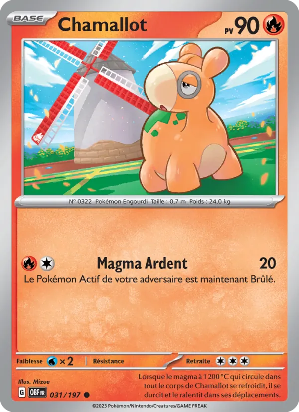 Carte Pokémon Chamallot de l'extension Flammes Obsidiennes