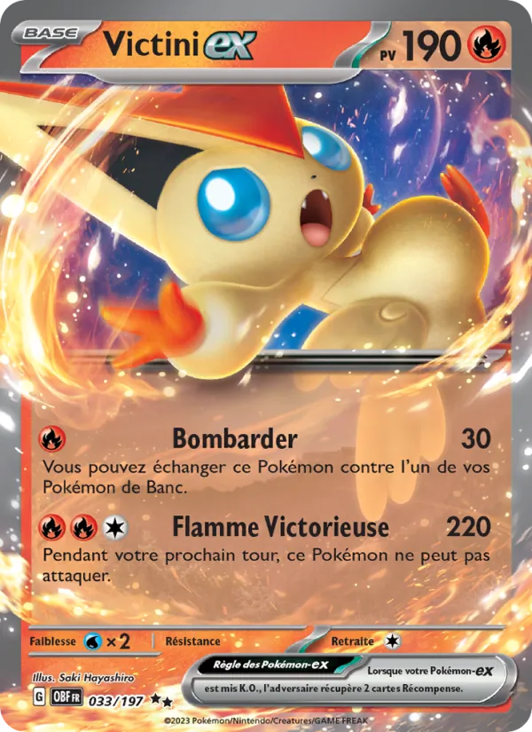 Carte Pokémon Victini-ex de l'extension Flammes Obsidiennes