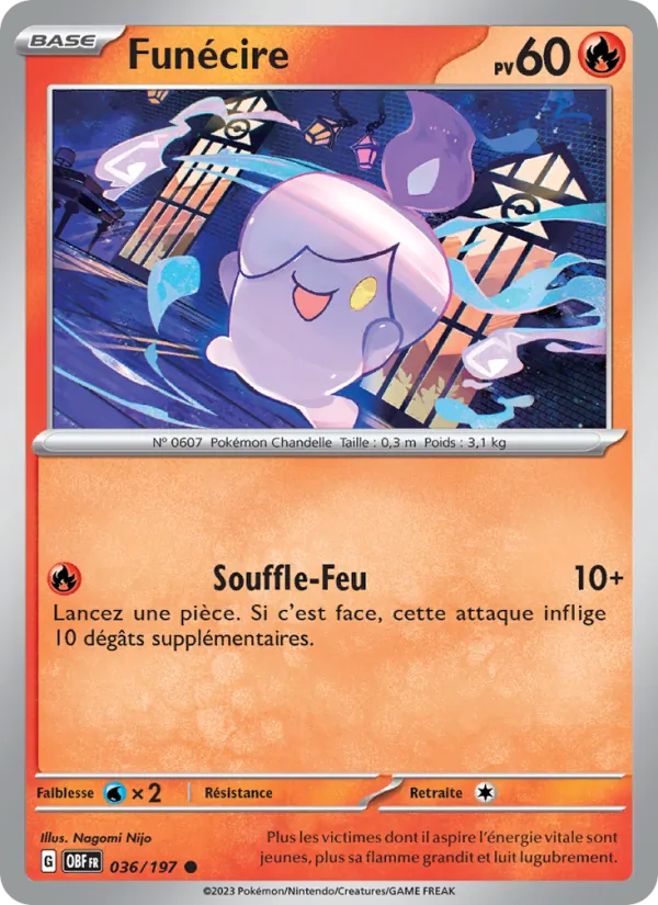 Carte Pokémon Funécire de l'extension Flammes Obsidiennes