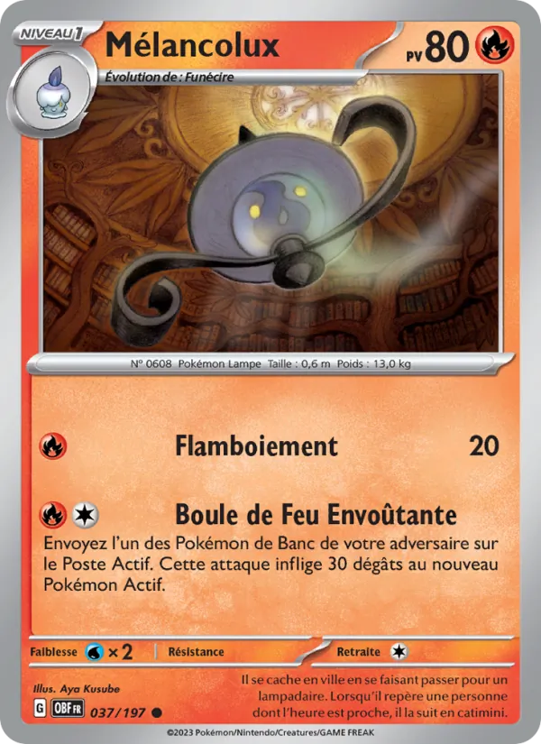 Carte Pokémon Mélancolux de l'extension Flammes Obsidiennes