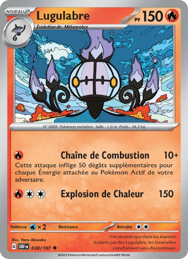 Carte Pokémon Lugulabre de l'extension Flammes Obsidiennes