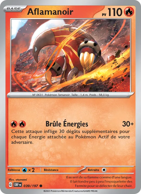 Carte Pokémon Aflamanoir de l'extension Flammes Obsidiennes