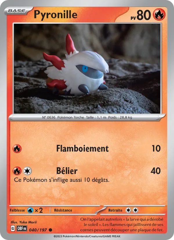 Carte Pokémon Pyronille de l'extension Flammes Obsidiennes