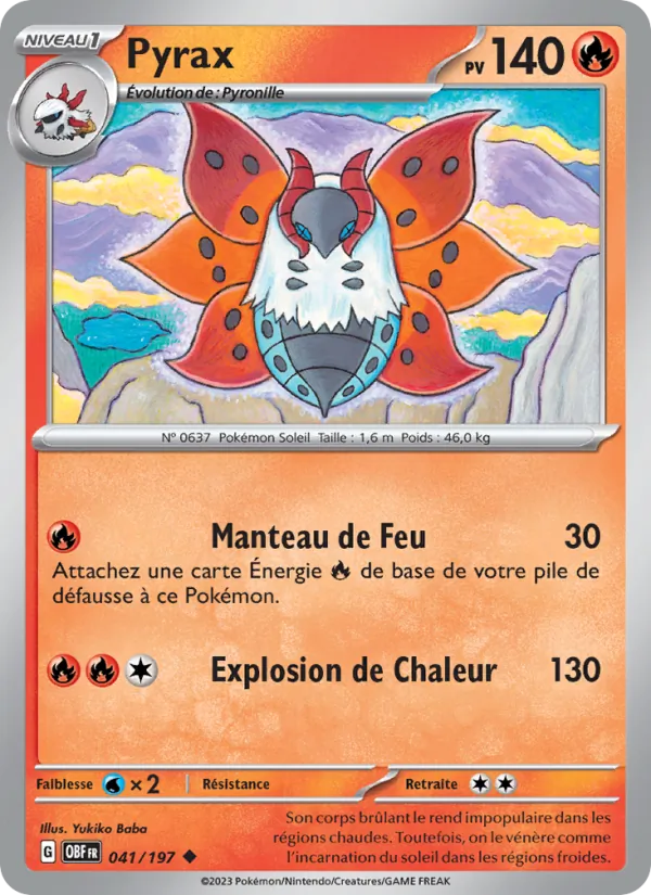 Carte Pokémon Pyrax de l'extension Flammes Obsidiennes