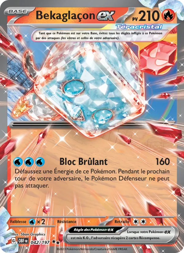 Carte Pokémon Bekaglaçon-ex de l'extension Flammes Obsidiennes