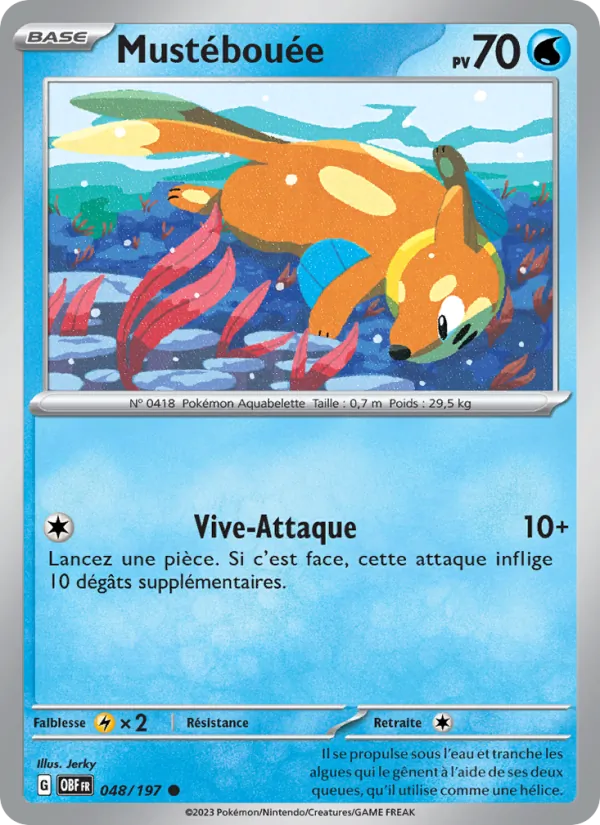 Carte Pokémon Mustébouée de l'extension Flammes Obsidiennes