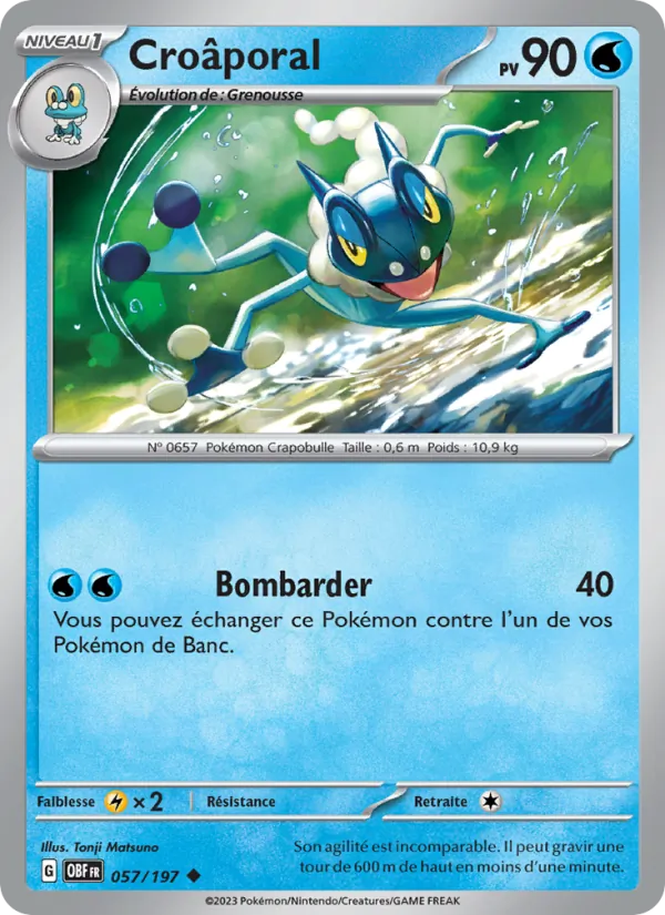 Carte Pokémon Croâporal de l'extension Flammes Obsidiennes