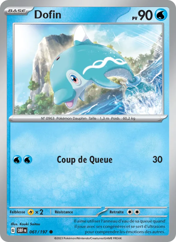 Carte Pokémon Dofin de l'extension Flammes Obsidiennes