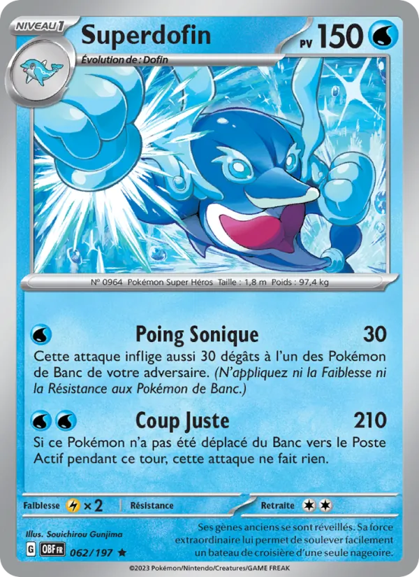Carte Pokémon Superdofin de l'extension Flammes Obsidiennes
