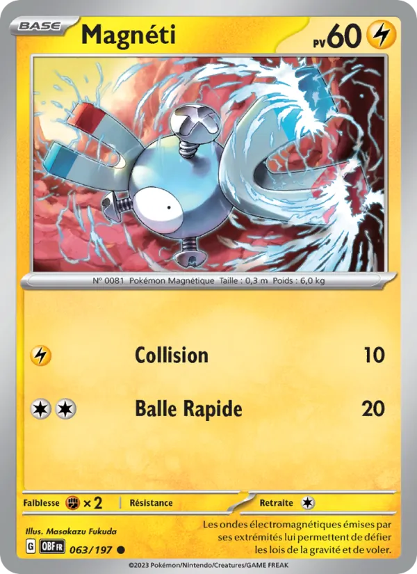 Carte Pokémon Magnéti de l'extension Flammes Obsidiennes