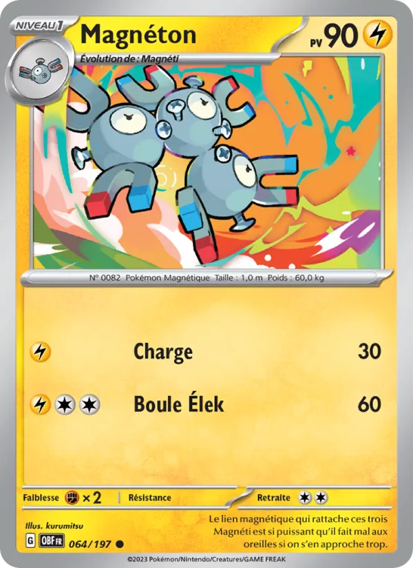 Carte Pokémon Magnéton de l'extension Flammes Obsidiennes