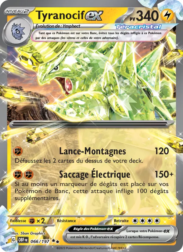 Carte Pokémon Tyranocif-ex de l'extension Flammes Obsidiennes