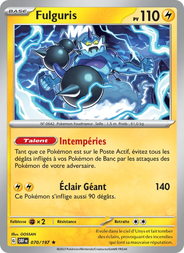 Carte Pokémon Fulguris de l'extension Flammes Obsidiennes
