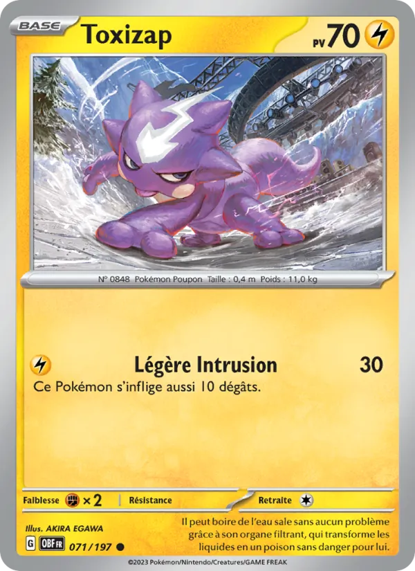 Carte Pokémon Toxizap de l'extension Flammes Obsidiennes