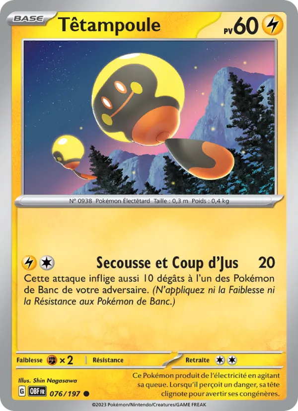 Carte Pokémon Têtampoule de l'extension Flammes Obsidiennes