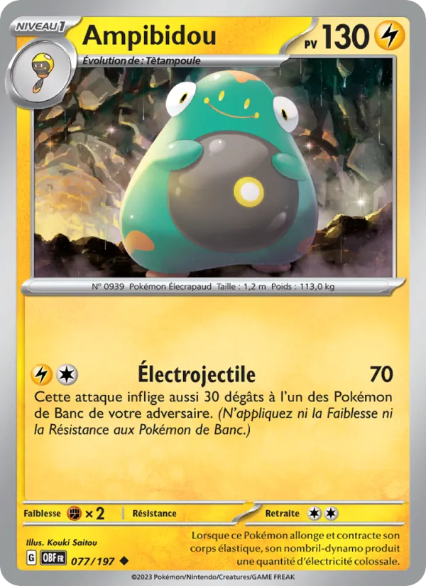 Carte Pokémon Ampibidou de l'extension Flammes Obsidiennes