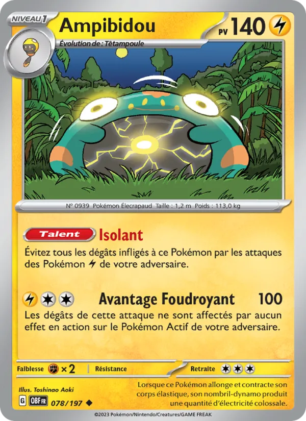 Carte Pokémon Ampibidou de l'extension Flammes Obsidiennes