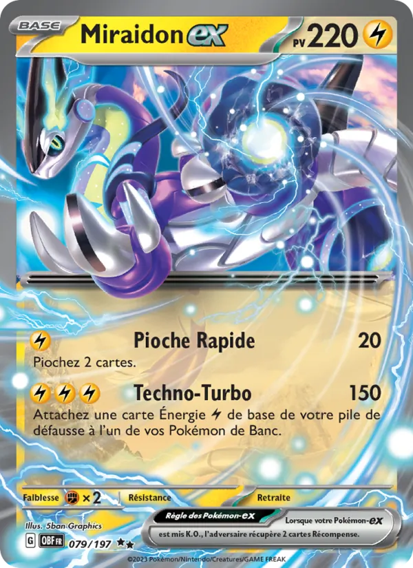 Carte Pokémon Miraidon-ex de l'extension Flammes Obsidiennes