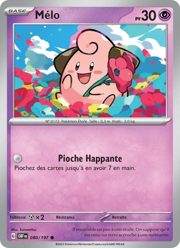Carte Pokémon Mélo de l'extension Flammes Obsidiennes