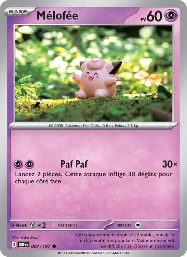 Carte Pokémon Mélofée de l'extension Flammes Obsidiennes