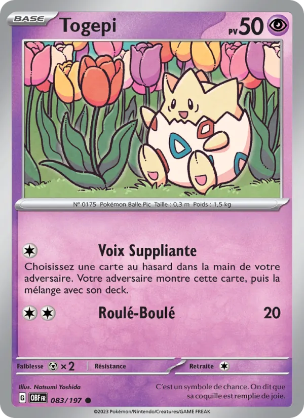 Carte Pokémon Togepi de l'extension Flammes Obsidiennes