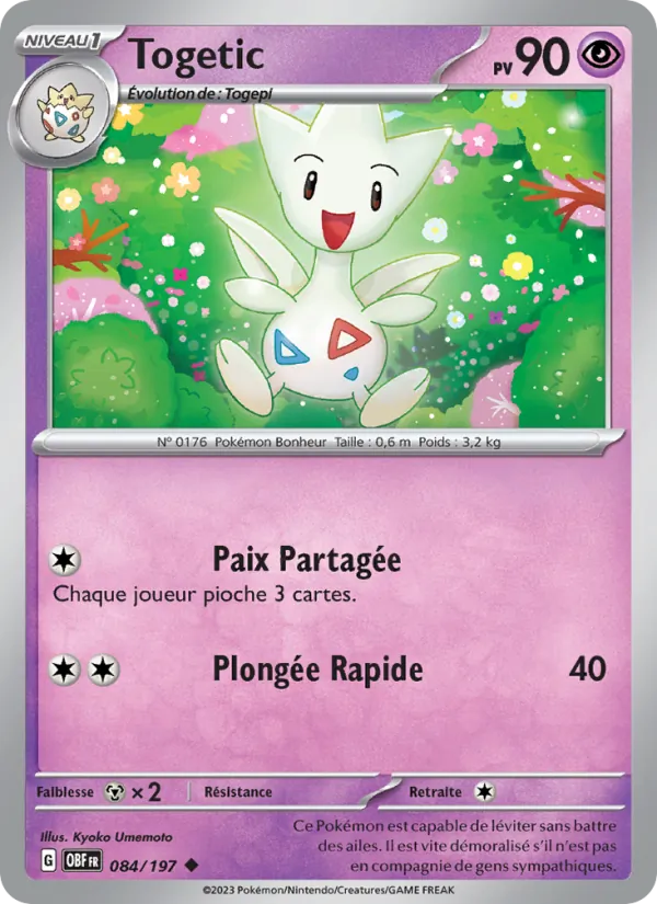 Carte Pokémon Togetic de l'extension Flammes Obsidiennes