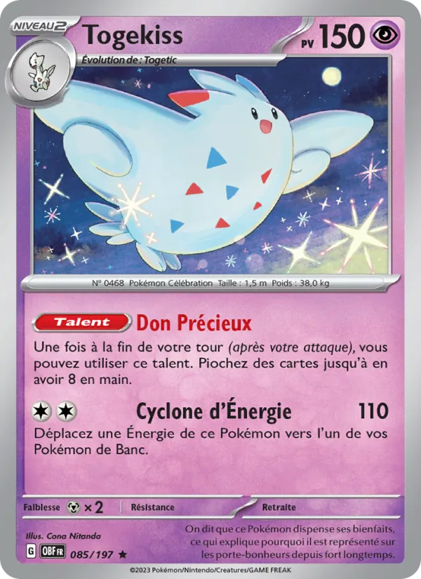 Carte Pokémon Togekiss de l'extension Flammes Obsidiennes