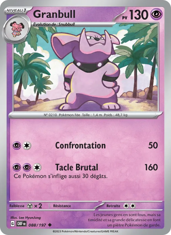 Carte Pokémon Granbull de l'extension Flammes Obsidiennes