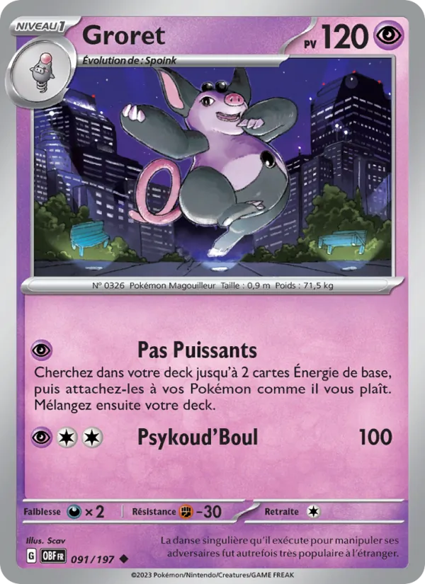 Carte Pokémon Groret de l'extension Flammes Obsidiennes